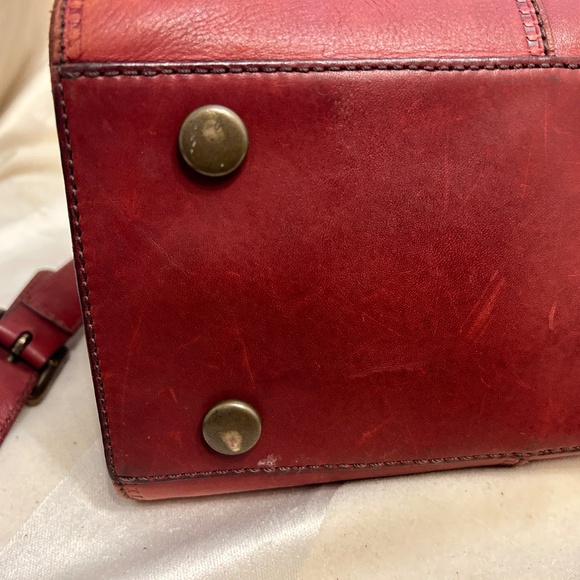 😍🌻 FOSSIL dark warm red Genuine Leather Crossbody Messenger Bag Satchel … - Picture 7 of 13